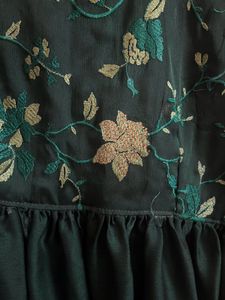 striched kurti with elegant deep bottle green