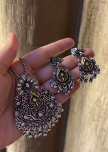 German Silver Necklace &amp; Earrings Set