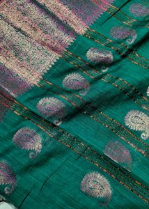 new turquoise green linen Chanderi saree