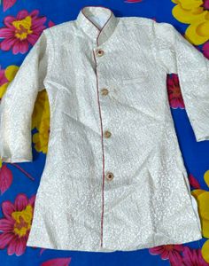 Boy's Cream Jacquard Kurta