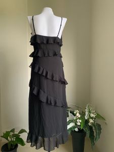 Flowy Black Ruffle Maxi Dress