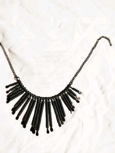 Unique Black Fringe Statement Necklace