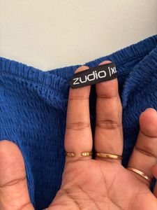 ZUDIO Blue Smocked Tiered Midi Dress
