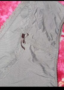 Elegant Grey Lace Trim Briefs