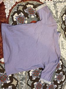 Aesthetic Lavender Polo Top with White Contrast Co
