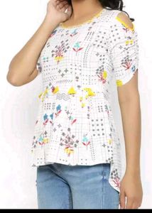 Floral Print White Top
