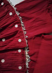 Maroon Embellished shrara set