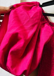 Fuchsia Smocked Puff Sleeve Top