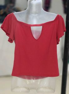 Mango Off-Shoulder Flutter Sleeve Top