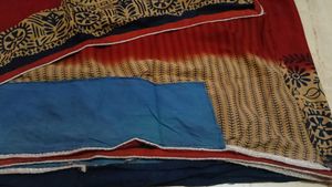 Maroon Saree with Block Print