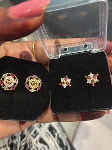 Elegant Gold & Gemstone Earrings Set