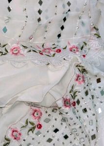 white Georgette lahenga choli with shrug 🤍