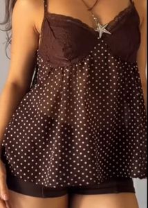 Polka dot savana brown top