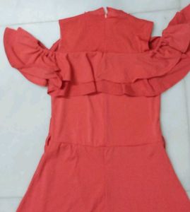 Girls Red Cold Shoulder Dress