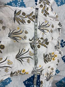 White Floral Print Kurta