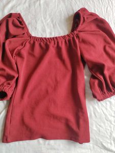 Red Puff Sleeve Top