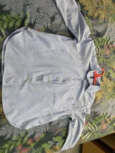 Blue Striped Button-Up Shirt