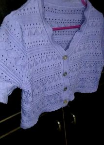 Chic Lilac Crochet Knit Top