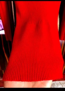 Red Ribbed Knit Top