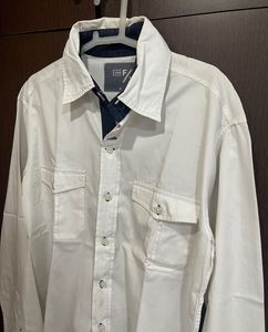 Men’s White Double Pocket Casual Shirt