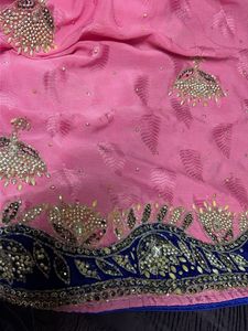 Exquisite Heavy Pink Saree with Embellishments💗🌸