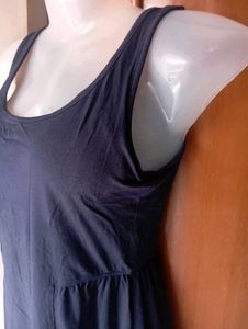 Navy Blue Sleeveless Fit and Flare Dress
