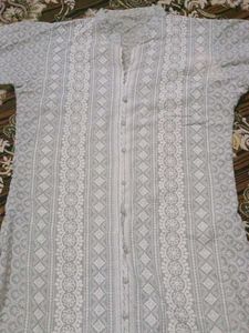 Elegant White Printed chicken kadai Kurta