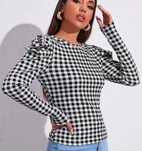 Gingham Print Top