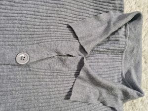 Ribbed Button-Up Collared Cardigan