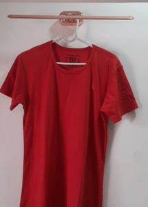 Dark Red Gymwear/casual T-Shirt