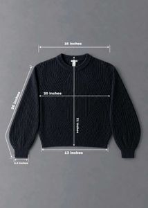 BLACK TEXTURED RIBBED KNIT SWEATER