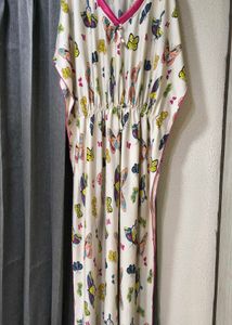 Chic Butterfly Print Kaftan Nighty