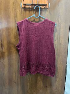 Maroon Sleeveless Knit vest Top