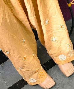 Stylish Orange Shalwar with Embroidery design