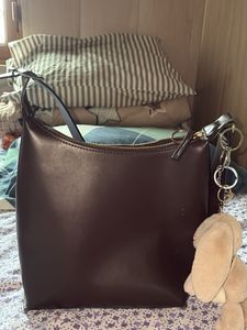 Brown Faux Leather Hobo Bag