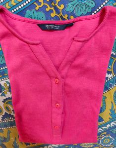 Pink Three Quarter Sleeve Top