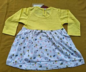 Cute Baby Girls Yellow Print Dress