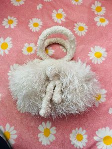 Fuzzy White Handbag