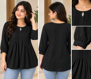 Elegant Black Pleated Top