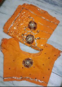 New beautiful Sparkling Orange Sequinned Saree