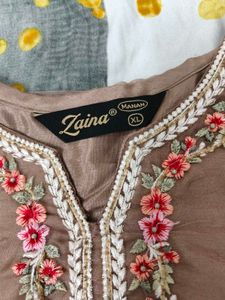 Embroidered Brown Kurta Set with Dupatta