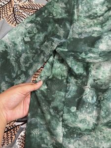 Sheer Green Tie-Dye Long Sleeve Top
