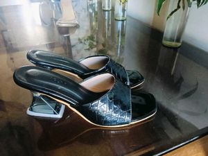 Chic Black Quilted Heeled Mules