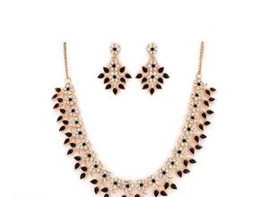 Rose Gold Plated Jewellery Black Set