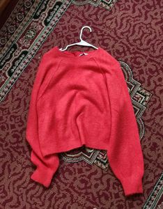 Zara Cozy Red Knit Sweater
