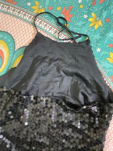 Sparkly Black Sequin Halter Top