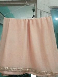 Elegant Peach Dupatta with Golden Border