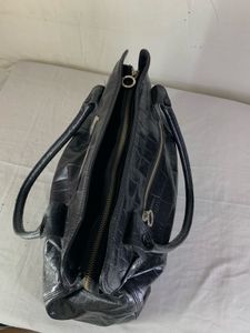 SSAMZIE Vintage Black Croc-Embossed Shoulder Bag