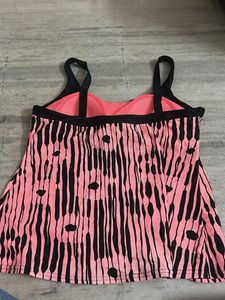 Pink &amp; Black Striped Bikini Top
