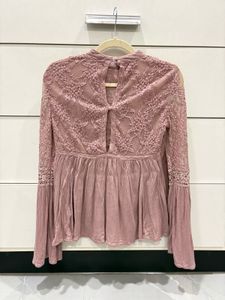 Boho Lace Bell Sleeve Peplum Top